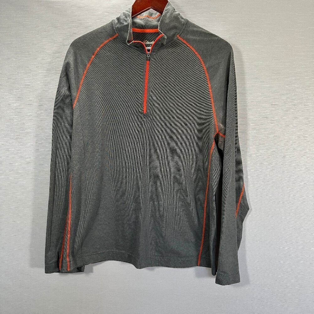 Cloudveil Shirt Mens Large 1/4 Zip Gray Cotton Long Sleeve Pullover